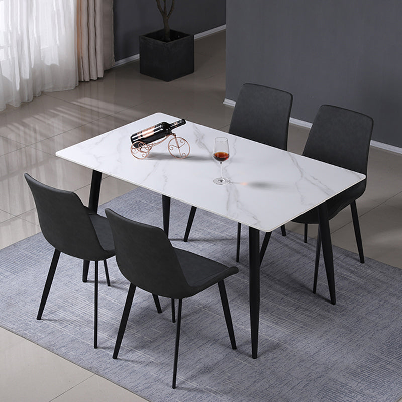 Rectangle Sintered Stone Two-Color Dining Table Modern 4 Legs Table for Dining Room Clearhalo ' dining_table' 'Dining Tables & Seating' 'Dining Tables' 'furn' 'furn_dining_table' 'Furniture' 'furniture_dining_table' 'Kitchen & Dining Furniture' 'kitchen&dining_furn' 'kitchen' 'kitchen_dining_table' 3901164
