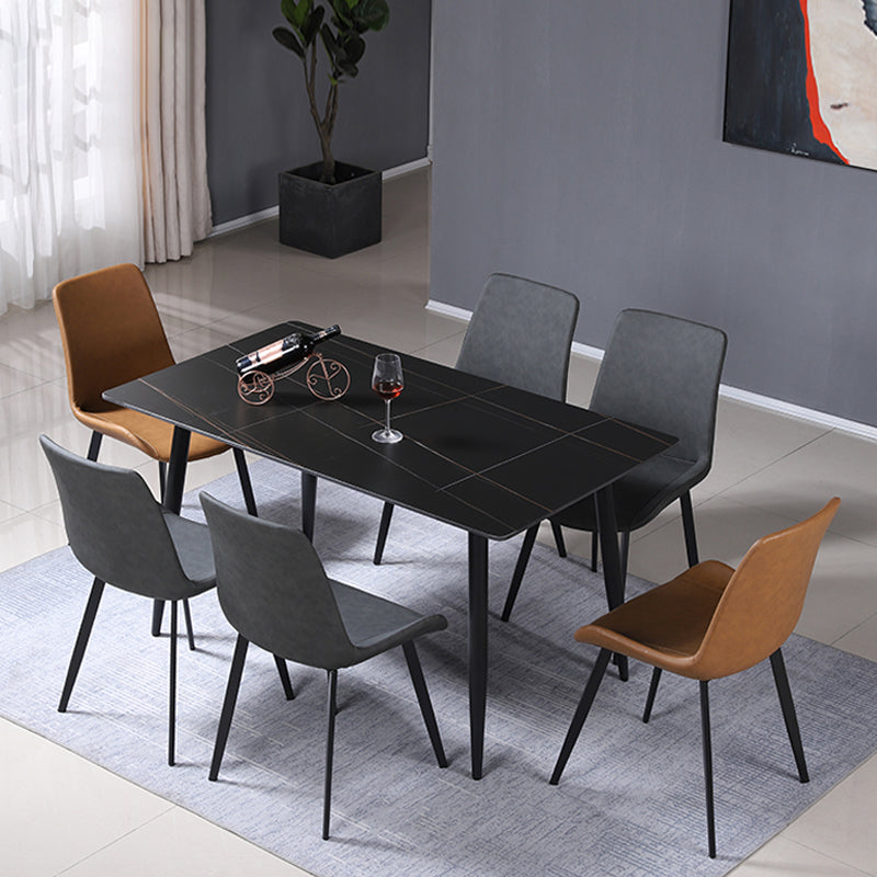 Rectangle Sintered Stone Two-Color Dining Table Modern 4 Legs Table for Dining Room Clearhalo ' dining_table' 'Dining Tables & Seating' 'Dining Tables' 'furn' 'furn_dining_table' 'Furniture' 'furniture_dining_table' 'Kitchen & Dining Furniture' 'kitchen&dining_furn' 'kitchen' 'kitchen_dining_table' 3901165