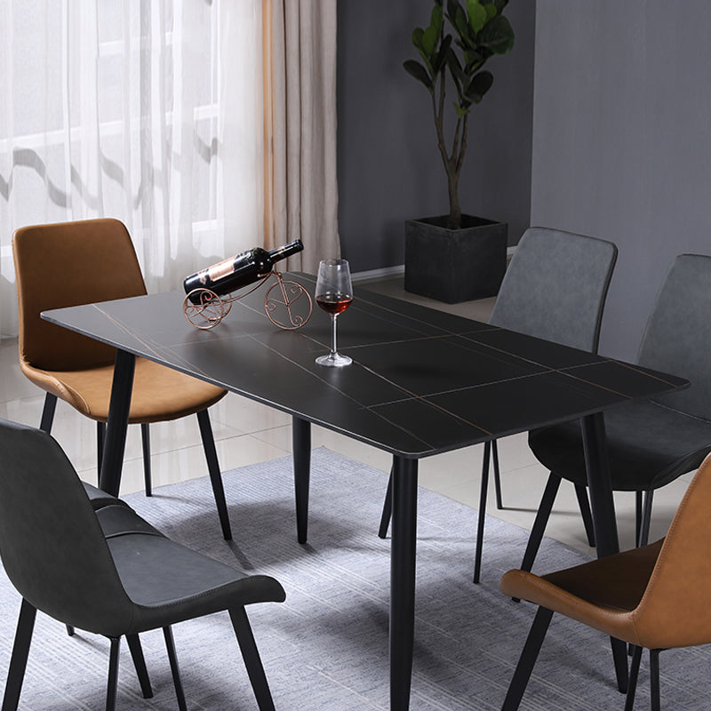 Rectangle Sintered Stone Two-Color Dining Table Modern 4 Legs Table for Dining Room Black Without Chairs Clearhalo ' dining_table' 'Dining Tables & Seating' 'Dining Tables' 'furn' 'furn_dining_table' 'Furniture' 'furniture_dining_table' 'Kitchen & Dining Furniture' 'kitchen&dining_furn' 'kitchen' 'kitchen_dining_table' 3901166