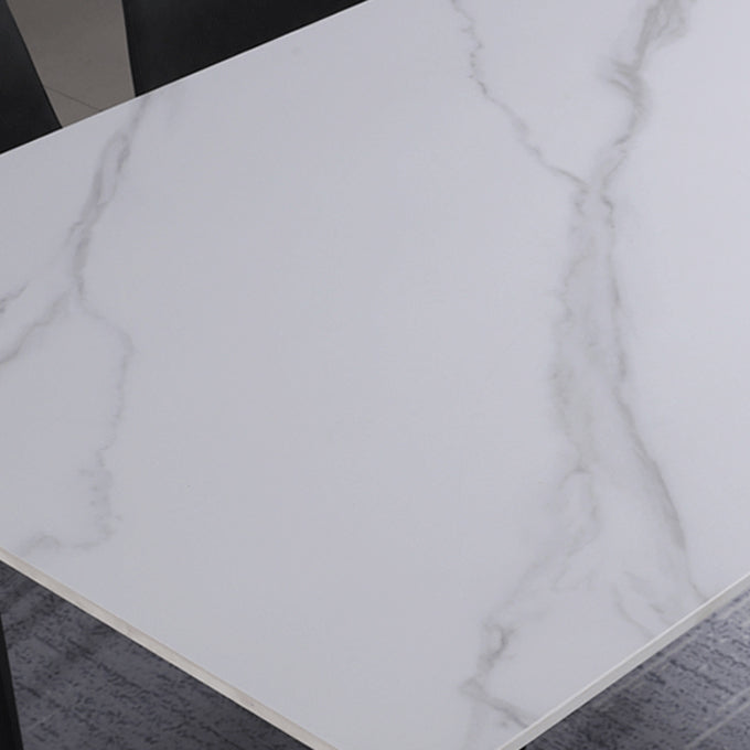 Rectangle Sintered Stone Two-Color Dining Table Modern 4 Legs Table for Dining Room Clearhalo ' dining_table' 'Dining Tables & Seating' 'Dining Tables' 'furn' 'furn_dining_table' 'Furniture' 'furniture_dining_table' 'Kitchen & Dining Furniture' 'kitchen&dining_furn' 'kitchen' 'kitchen_dining_table' 3901168