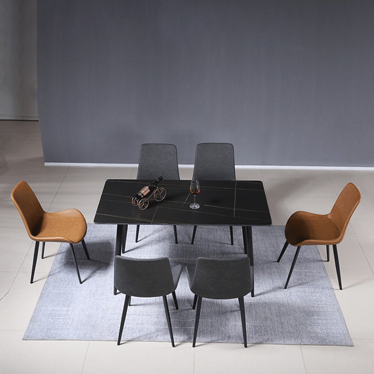 Rectangle Sintered Stone Two-Color Dining Table Modern 4 Legs Table for Dining Room Clearhalo ' dining_table' 'Dining Tables & Seating' 'Dining Tables' 'furn' 'furn_dining_table' 'Furniture' 'furniture_dining_table' 'Kitchen & Dining Furniture' 'kitchen&dining_furn' 'kitchen' 'kitchen_dining_table' 3901171