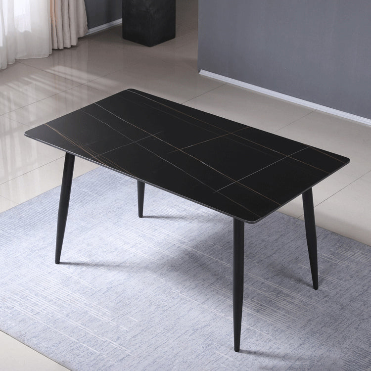 Rectangle Sintered Stone Two-Color Dining Table Modern 4 Legs Table for Dining Room Clearhalo ' dining_table' 'Dining Tables & Seating' 'Dining Tables' 'furn' 'furn_dining_table' 'Furniture' 'furniture_dining_table' 'Kitchen & Dining Furniture' 'kitchen&dining_furn' 'kitchen' 'kitchen_dining_table' 3901174
