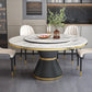 Rotatable Sintered Stone Top Round Table in White Glam Dining Table with Metal Pedestal Clearhalo ' dining_table' 'Dining Tables & Seating' 'Dining Tables' 'furn' 'furn_dining_table' 'Furniture' 'furniture_dining_table' 'Kitchen & Dining Furniture' 'kitchen&dining_furn' 'kitchen' 'kitchen_dining_table' 3901226