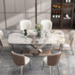 Metal Traditional Luxury Rectangle Dining Table Sintered Stone Table with Pedestal Clearhalo ' dining_table' 'Dining Tables & Seating' 'Dining Tables' 'furn' 'furn_dining_table' 'Furniture' 'furniture_dining_table' 'Kitchen & Dining Furniture' 'kitchen&dining_furn' 'kitchen' 'kitchen_dining_table' 3901237