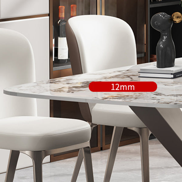 Metal Traditional Luxury Rectangle Dining Table Sintered Stone Table with Pedestal Clearhalo ' dining_table' 'Dining Tables & Seating' 'Dining Tables' 'furn' 'furn_dining_table' 'Furniture' 'furniture_dining_table' 'Kitchen & Dining Furniture' 'kitchen&dining_furn' 'kitchen' 'kitchen_dining_table' 3901246