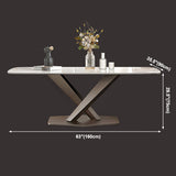 Metal Traditional Luxury Rectangle Dining Table Sintered Stone Table with Pedestal Clearhalo ' dining_table' 'Dining Tables & Seating' 'Dining Tables' 'furn' 'furn_dining_table' 'Furniture' 'furniture_dining_table' 'Kitchen & Dining Furniture' 'kitchen&dining_furn' 'kitchen' 'kitchen_dining_table' 3901248