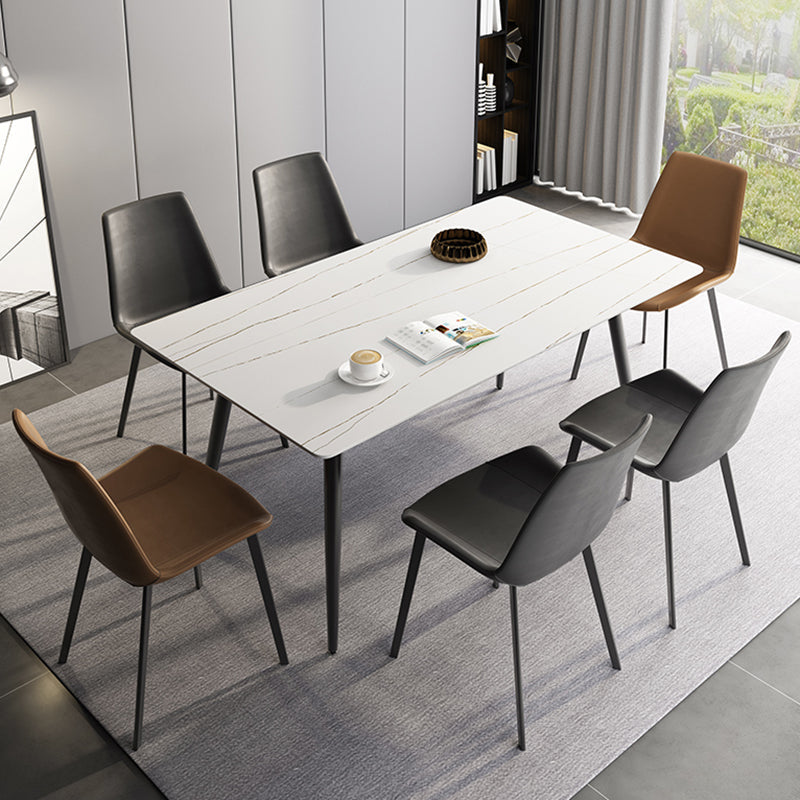Industrial Style Sintered Stone Dining Carbon Steel Base Rectangle Table for Home White Gold Without Chairs Clearhalo ' dining_table' 'Dining Tables & Seating' 'Dining Tables' 'furn' 'furn_dining_table' 'Furniture' 'furniture_dining_table' 'Kitchen & Dining Furniture' 'kitchen&dining_furn' 'kitchen' 'kitchen_dining_table' 3901269