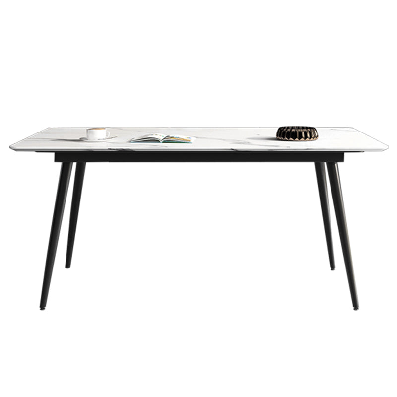 Industrial Style Sintered Stone Dining Carbon Steel Base Rectangle Table for Home White Without Chairs Clearhalo ' dining_table' 'Dining Tables & Seating' 'Dining Tables' 'furn' 'furn_dining_table' 'Furniture' 'furniture_dining_table' 'Kitchen & Dining Furniture' 'kitchen&dining_furn' 'kitchen' 'kitchen_dining_table' 3901270