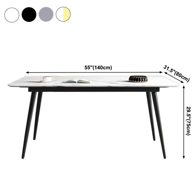 Industrial Style Sintered Stone Dining Carbon Steel Base Rectangle Table for Home Clearhalo ' dining_table' 'Dining Tables & Seating' 'Dining Tables' 'furn' 'furn_dining_table' 'Furniture' 'furniture_dining_table' 'Kitchen & Dining Furniture' 'kitchen&dining_furn' 'kitchen' 'kitchen_dining_table' 3901275
