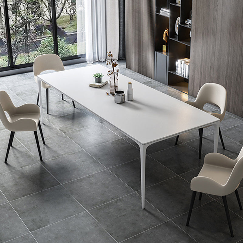 Simple White Kitchen Dining Table Sintered Stone Standard Dining Table with 4 Legs Base Clearhalo ' dining_table' 'Dining Tables & Seating' 'Dining Tables' 'Furniture' 'furniture_dining_table' 'Kitchen & Dining Furniture' 'kitchen&dining_furn' 'kitchen' 'kitchen_dining_table' 3901278
