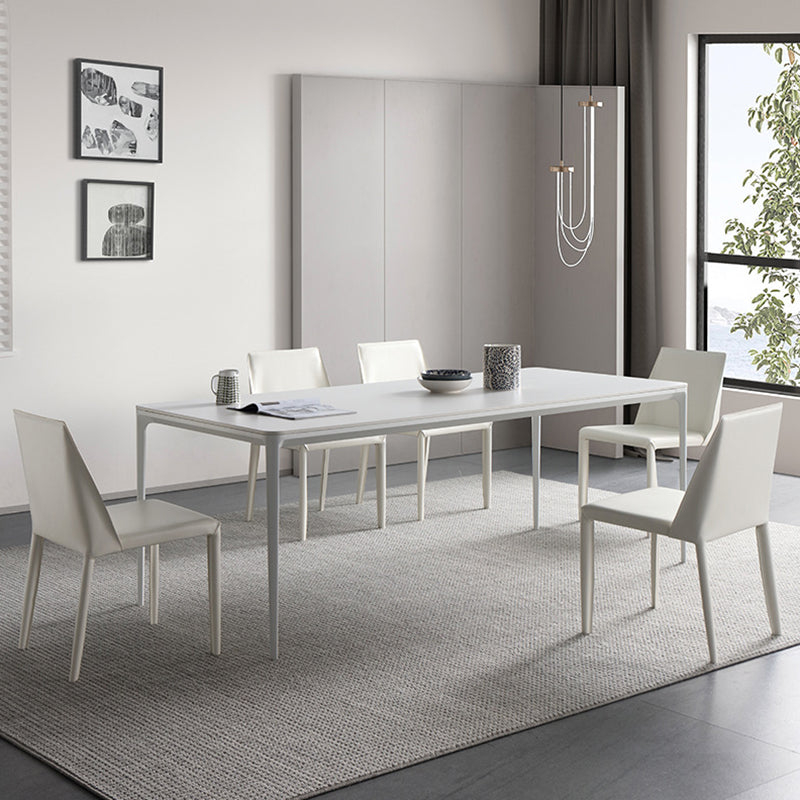 Simple White Kitchen Dining Table Sintered Stone Standard Dining Table with 4 Legs Base Clearhalo ' dining_table' 'Dining Tables & Seating' 'Dining Tables' 'Furniture' 'furniture_dining_table' 'Kitchen & Dining Furniture' 'kitchen&dining_furn' 'kitchen' 'kitchen_dining_table' 3901279