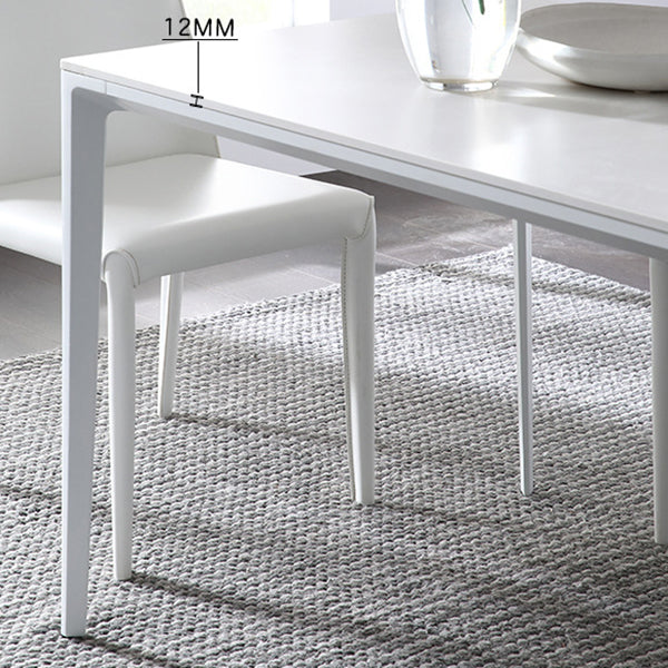 Simple White Kitchen Dining Table Sintered Stone Standard Dining Table with 4 Legs Base Clearhalo ' dining_table' 'Dining Tables & Seating' 'Dining Tables' 'Furniture' 'furniture_dining_table' 'Kitchen & Dining Furniture' 'kitchen&dining_furn' 'kitchen' 'kitchen_dining_table' 3901285