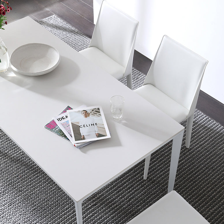 Simple White Kitchen Dining Table Sintered Stone Standard Dining Table with 4 Legs Base Clearhalo ' dining_table' 'Dining Tables & Seating' 'Dining Tables' 'Furniture' 'furniture_dining_table' 'Kitchen & Dining Furniture' 'kitchen&dining_furn' 'kitchen' 'kitchen_dining_table' 3901286