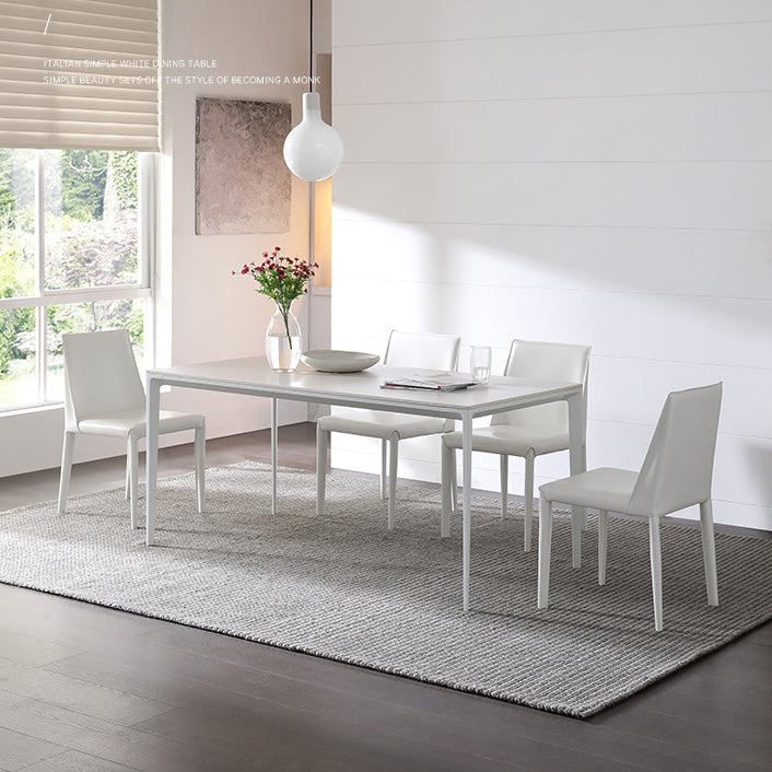 Simple White Kitchen Dining Table Sintered Stone Standard Dining Table with 4 Legs Base Clearhalo ' dining_table' 'Dining Tables & Seating' 'Dining Tables' 'Furniture' 'furniture_dining_table' 'Kitchen & Dining Furniture' 'kitchen&dining_furn' 'kitchen' 'kitchen_dining_table' 3901287