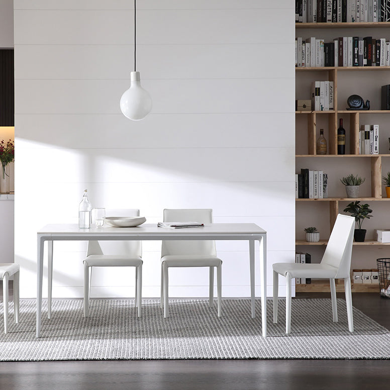 Simple White Kitchen Dining Table Sintered Stone Standard Dining Table with 4 Legs Base Clearhalo ' dining_table' 'Dining Tables & Seating' 'Dining Tables' 'Furniture' 'furniture_dining_table' 'Kitchen & Dining Furniture' 'kitchen&dining_furn' 'kitchen' 'kitchen_dining_table' 3901289