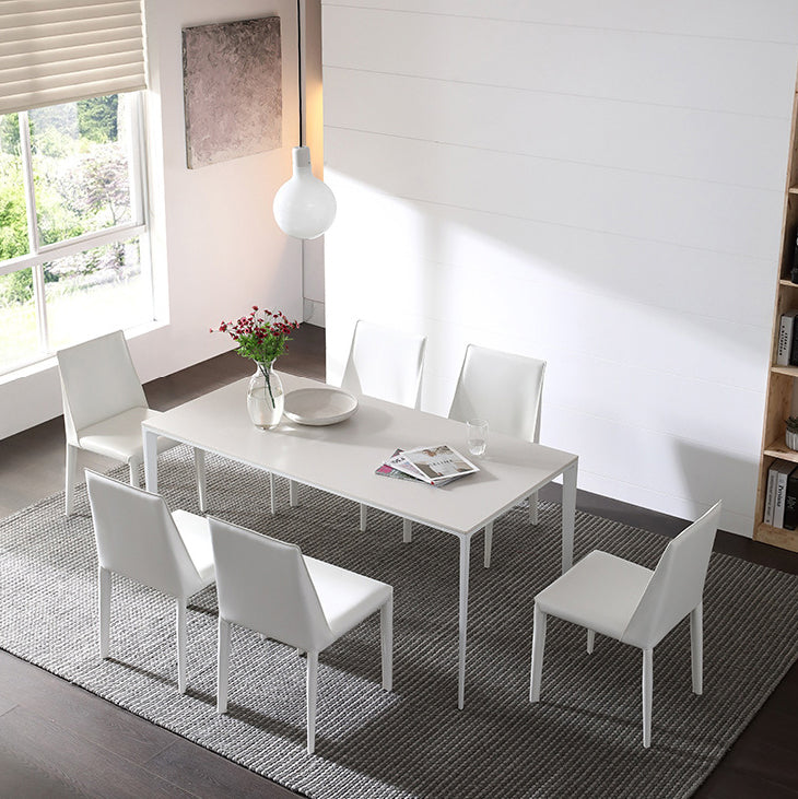 Simple White Kitchen Dining Table Sintered Stone Standard Dining Table with 4 Legs Base Clearhalo ' dining_table' 'Dining Tables & Seating' 'Dining Tables' 'Furniture' 'furniture_dining_table' 'Kitchen & Dining Furniture' 'kitchen&dining_furn' 'kitchen' 'kitchen_dining_table' 3901290