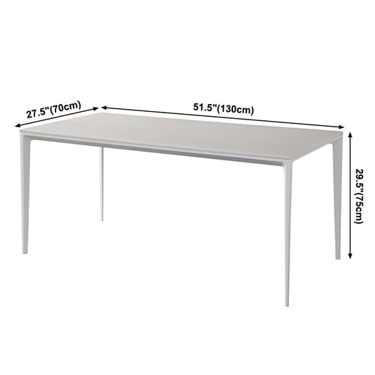 Simple White Kitchen Dining Table Sintered Stone Standard Dining Table with 4 Legs Base