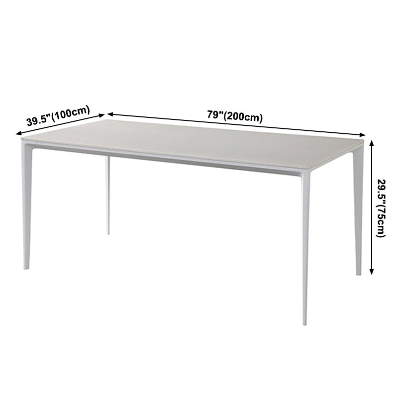 Simple White Kitchen Dining Table Sintered Stone Standard Dining Table with 4 Legs Base Clearhalo ' dining_table' 'Dining Tables & Seating' 'Dining Tables' 'Furniture' 'furniture_dining_table' 'Kitchen & Dining Furniture' 'kitchen&dining_furn' 'kitchen' 'kitchen_dining_table' 3901295