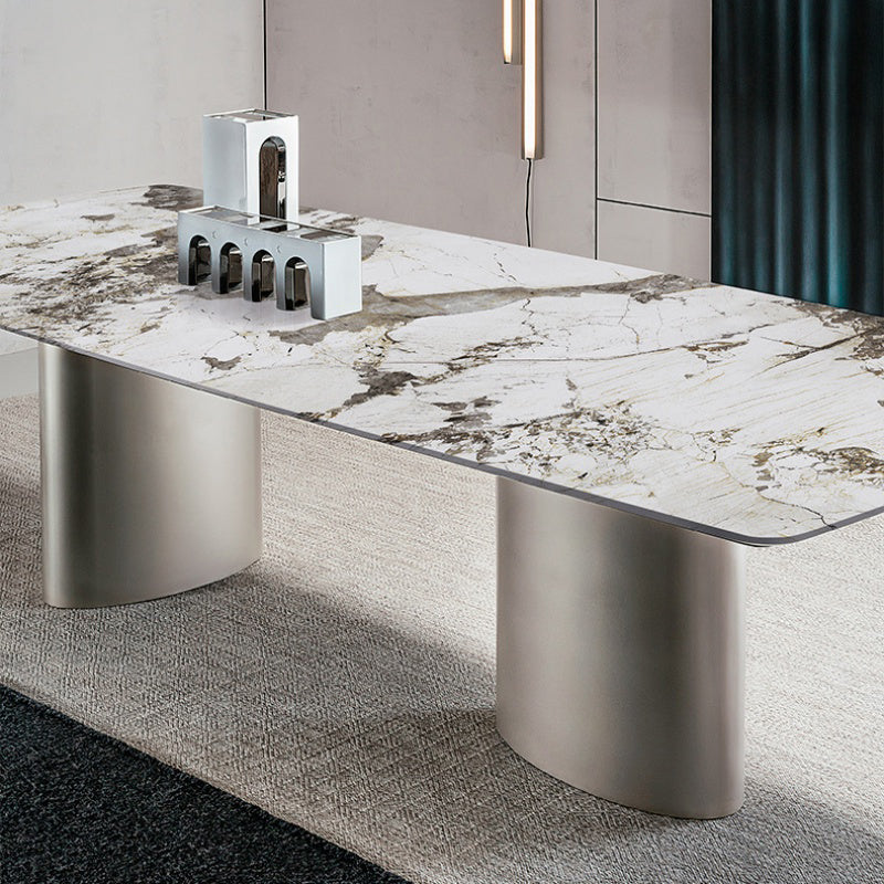 Metal Traditional Luxury Rectangular Dining Table Sintered Stone Table with Metal Legs Clearhalo ' dining_table' 'Dining Tables & Seating' 'Dining Tables' 'furn' 'furn_dining_table' 'Furniture' 'furniture_dining_table' 'Kitchen & Dining Furniture' 'kitchen&dining_furn' 'kitchen' 'kitchen_dining_table' 3901316