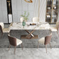 Glam Kitchen Sintered Stone Dining Table Gray Rectangle Shape Dining Table with Pedestal Base Clearhalo ' dining_table' 'Dining Tables & Seating' 'Dining Tables' 'furn' 'furn_dining_table' 'Furniture' 'furniture_dining_table' 'Kitchen & Dining Furniture' 'kitchen&dining_furn' 'kitchen' 'kitchen_dining_table' 3901324