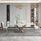 Glam Kitchen Sintered Stone Dining Table Gray Rectangle Shape Dining Table with Pedestal Base Clearhalo ' dining_table' 'Dining Tables & Seating' 'Dining Tables' 'furn' 'furn_dining_table' 'Furniture' 'furniture_dining_table' 'Kitchen & Dining Furniture' 'kitchen&dining_furn' 'kitchen' 'kitchen_dining_table' 3901330