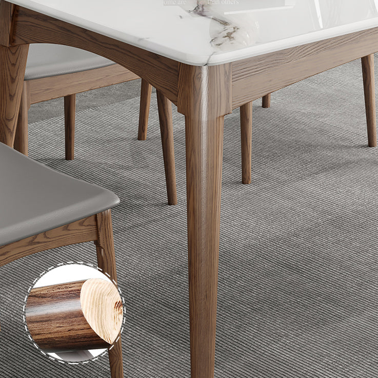Simplicity Style Sintered Stone Dining Table Ash Wood Base Rectangle Table for Home Clearhalo ' dining_table' 'Dining Tables & Seating' 'Dining Tables' 'furn' 'furn_dining_table' 'Furniture' 'furniture_dining_table' 'Kitchen & Dining Furniture' 'kitchen&dining_furn' 'kitchen' 'kitchen_dining_table' 3901364