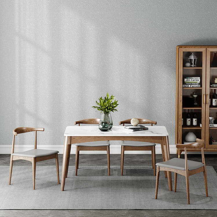 Simplicity Style Sintered Stone Dining Table Ash Wood Base Rectangle Table for Home Clearhalo ' dining_table' 'Dining Tables & Seating' 'Dining Tables' 'furn' 'furn_dining_table' 'Furniture' 'furniture_dining_table' 'Kitchen & Dining Furniture' 'kitchen&dining_furn' 'kitchen' 'kitchen_dining_table' 3901367