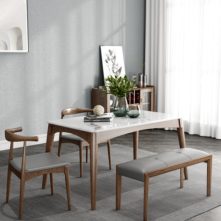 Simplicity Style Sintered Stone Dining Table Ash Wood Base Rectangle Table for Home Clearhalo ' dining_table' 'Dining Tables & Seating' 'Dining Tables' 'furn' 'furn_dining_table' 'Furniture' 'furniture_dining_table' 'Kitchen & Dining Furniture' 'kitchen&dining_furn' 'kitchen' 'kitchen_dining_table' 3901368