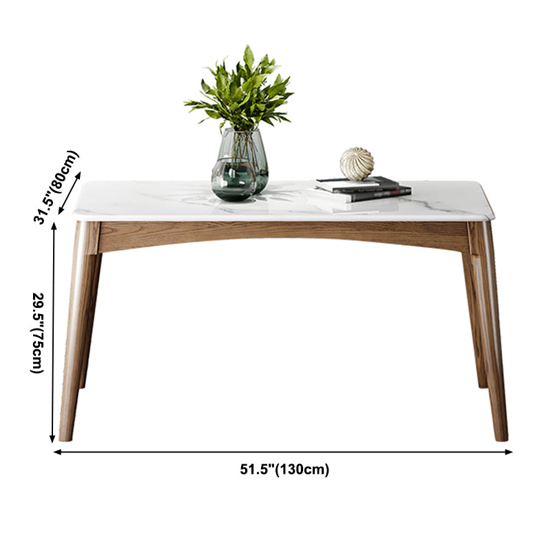 Simplicity Style Sintered Stone Dining Table Ash Wood Base Rectangle Table for Home Clearhalo ' dining_table' 'Dining Tables & Seating' 'Dining Tables' 'furn' 'furn_dining_table' 'Furniture' 'furniture_dining_table' 'Kitchen & Dining Furniture' 'kitchen&dining_furn' 'kitchen' 'kitchen_dining_table' 3901370