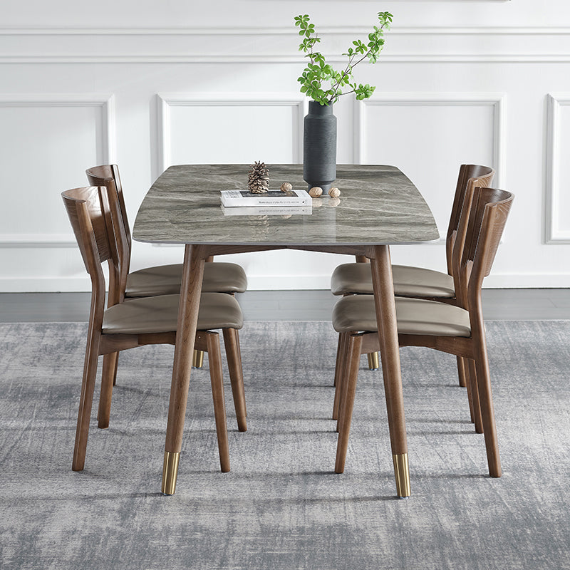 Glam Sintered Stone Standard Dining Table Gray Rectangle Shape Dining Table for Kitchen Clearhalo ' dining_table' 'Dining Tables & Seating' 'Dining Tables' 'furn' 'furn_dining_table' 'Furniture' 'furniture_dining_table' 'Kitchen & Dining Furniture' 'kitchen&dining_furn' 'kitchen' 'kitchen_dining_table' 3901373