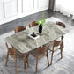 Glam Sintered Stone Standard Dining Table Gray Rectangle Shape Dining Table for Kitchen Clearhalo ' dining_table' 'Dining Tables & Seating' 'Dining Tables' 'furn' 'furn_dining_table' 'Furniture' 'furniture_dining_table' 'Kitchen & Dining Furniture' 'kitchen&dining_furn' 'kitchen' 'kitchen_dining_table' 3901374