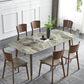 Glam Sintered Stone Standard Dining Table Gray Rectangle Shape Dining Table for Kitchen Clearhalo ' dining_table' 'Dining Tables & Seating' 'Dining Tables' 'furn' 'furn_dining_table' 'Furniture' 'furniture_dining_table' 'Kitchen & Dining Furniture' 'kitchen&dining_furn' 'kitchen' 'kitchen_dining_table' 3901375
