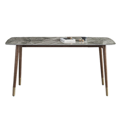 Glam Sintered Stone Standard Dining Table Gray Rectangle Shape Dining Table for Kitchen Without Chairs Clearhalo ' dining_table' 'Dining Tables & Seating' 'Dining Tables' 'furn' 'furn_dining_table' 'Furniture' 'furniture_dining_table' 'Kitchen & Dining Furniture' 'kitchen&dining_furn' 'kitchen' 'kitchen_dining_table' 3901377