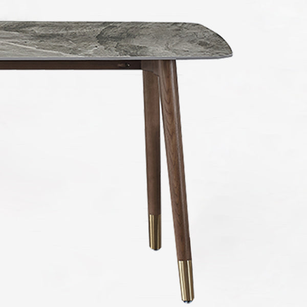 Glam Sintered Stone Standard Dining Table Gray Rectangle Shape Dining Table for Kitchen Clearhalo ' dining_table' 'Dining Tables & Seating' 'Dining Tables' 'furn' 'furn_dining_table' 'Furniture' 'furniture_dining_table' 'Kitchen & Dining Furniture' 'kitchen&dining_furn' 'kitchen' 'kitchen_dining_table' 3901378