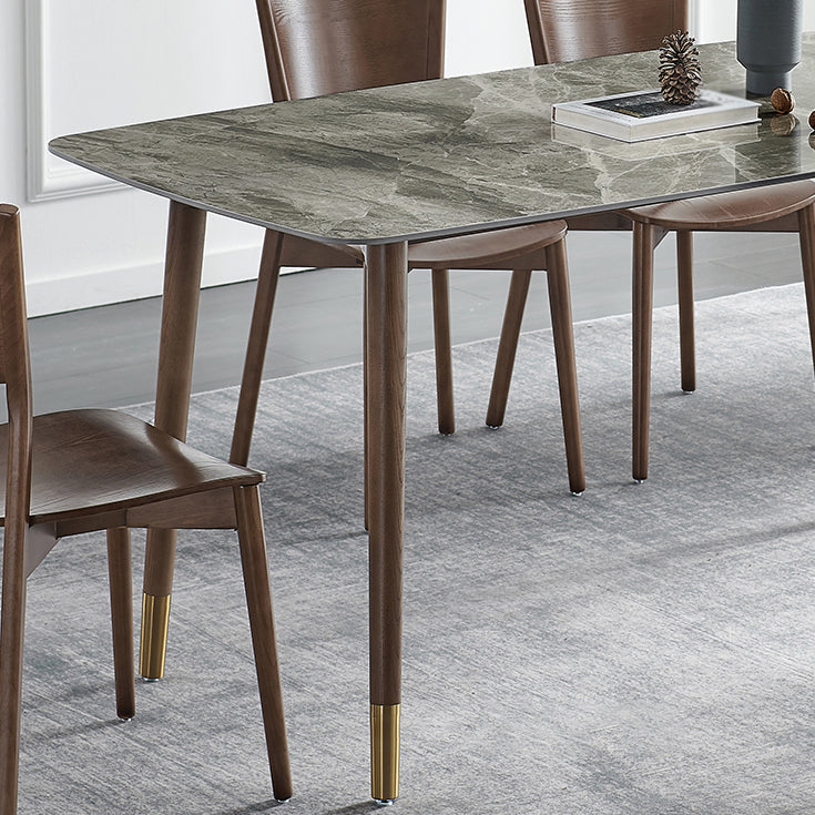 Glam Sintered Stone Standard Dining Table Gray Rectangle Shape Dining Table for Kitchen Clearhalo ' dining_table' 'Dining Tables & Seating' 'Dining Tables' 'furn' 'furn_dining_table' 'Furniture' 'furniture_dining_table' 'Kitchen & Dining Furniture' 'kitchen&dining_furn' 'kitchen' 'kitchen_dining_table' 3901381