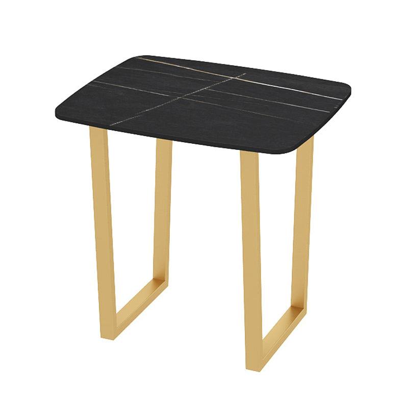 Traditional Luxury Dining Table Sintered Stone Table with Metal Double Pedestal Black 23.6"L x 23.6"W x 29.5"H Without Chairs Clearhalo ' dining_table' 'Dining Tables & Seating' 'Dining Tables' 'furn' 'furn_dining_table' 'Furniture' 'furniture_dining_table' 'Kitchen & Dining Furniture' 'kitchen&dining_furn' 'kitchen' 'kitchen_dining_table' 3901389