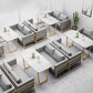Traditional Luxury Dining Table Sintered Stone Table with Metal Double Pedestal Clearhalo ' dining_table' 'Dining Tables & Seating' 'Dining Tables' 'furn' 'furn_dining_table' 'Furniture' 'furniture_dining_table' 'Kitchen & Dining Furniture' 'kitchen&dining_furn' 'kitchen' 'kitchen_dining_table' 3901390