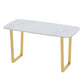 Traditional Luxury Dining Table Sintered Stone Table with Metal Double Pedestal White 47.2"L x 23.6"W x 29.5"H Without Chairs Clearhalo ' dining_table' 'Dining Tables & Seating' 'Dining Tables' 'furn' 'furn_dining_table' 'Furniture' 'furniture_dining_table' 'Kitchen & Dining Furniture' 'kitchen&dining_furn' 'kitchen' 'kitchen_dining_table' 3901395