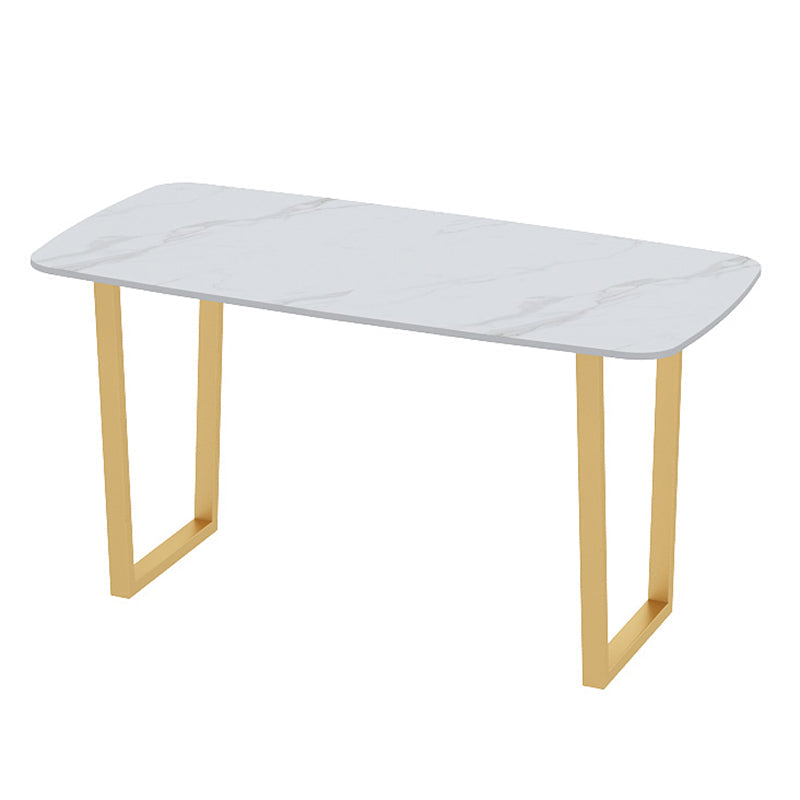 Traditional Luxury Dining Table Sintered Stone Table with Metal Double Pedestal White 47.2"L x 23.6"W x 29.5"H Without Chairs Clearhalo ' dining_table' 'Dining Tables & Seating' 'Dining Tables' 'furn' 'furn_dining_table' 'Furniture' 'furniture_dining_table' 'Kitchen & Dining Furniture' 'kitchen&dining_furn' 'kitchen' 'kitchen_dining_table' 3901395