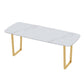 Traditional Luxury Dining Table Sintered Stone Table with Metal Double Pedestal White 63"L x 27.6"W x 29.5"H Without Chairs Clearhalo ' dining_table' 'Dining Tables & Seating' 'Dining Tables' 'furn' 'furn_dining_table' 'Furniture' 'furniture_dining_table' 'Kitchen & Dining Furniture' 'kitchen&dining_furn' 'kitchen' 'kitchen_dining_table' 3901396