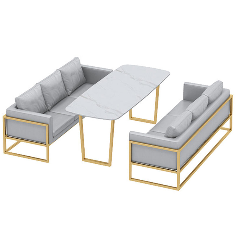 Traditional Luxury Dining Table Sintered Stone Table with Metal Double Pedestal Clearhalo ' dining_table' 'Dining Tables & Seating' 'Dining Tables' 'furn' 'furn_dining_table' 'Furniture' 'furniture_dining_table' 'Kitchen & Dining Furniture' 'kitchen&dining_furn' 'kitchen' 'kitchen_dining_table' 3901403