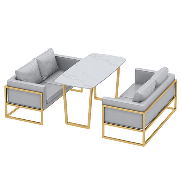 Traditional Luxury Dining Table Sintered Stone Table with Metal Double Pedestal Clearhalo ' dining_table' 'Dining Tables & Seating' 'Dining Tables' 'furn' 'furn_dining_table' 'Furniture' 'furniture_dining_table' 'Kitchen & Dining Furniture' 'kitchen&dining_furn' 'kitchen' 'kitchen_dining_table' 3901404