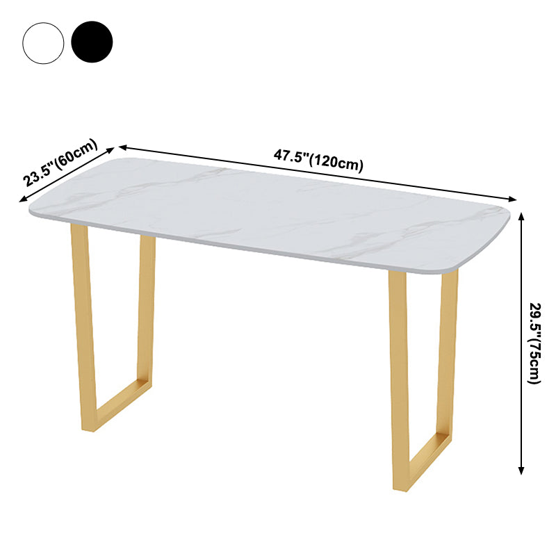Traditional Luxury Dining Table Sintered Stone Table with Metal Double Pedestal Clearhalo ' dining_table' 'Dining Tables & Seating' 'Dining Tables' 'furn' 'furn_dining_table' 'Furniture' 'furniture_dining_table' 'Kitchen & Dining Furniture' 'kitchen&dining_furn' 'kitchen' 'kitchen_dining_table' 3901407