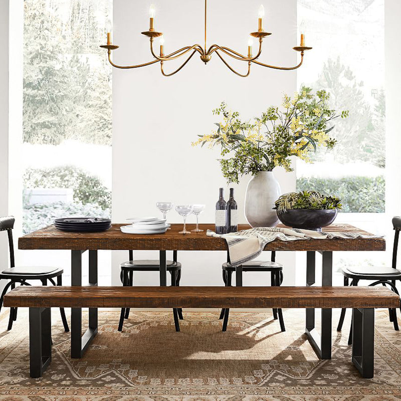Metal Industrial Rectangular Dining Table Solid Wood Table with Trestle Clearhalo ' dining_table' 'Dining Tables & Seating' 'Dining Tables' 'furn' 'furn_dining_table' 'Furniture' 'furniture_dining_table' 'Kitchen & Dining Furniture' 'kitchen&dining_furn' 'kitchen' 'kitchen_dining_table' 3901410