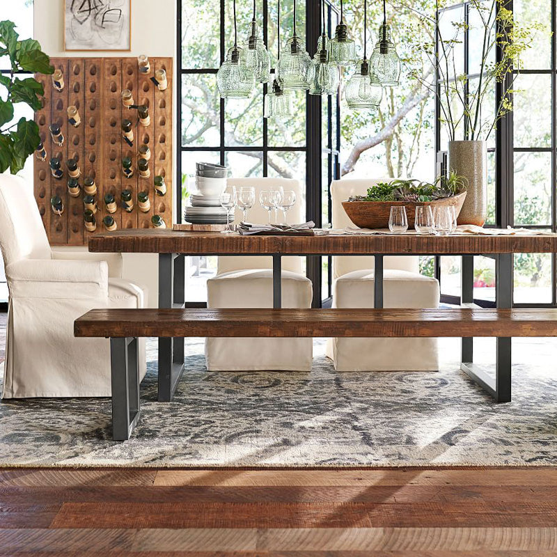 Metal Industrial Rectangular Dining Table Solid Wood Table with Trestle Clearhalo ' dining_table' 'Dining Tables & Seating' 'Dining Tables' 'furn' 'furn_dining_table' 'Furniture' 'furniture_dining_table' 'Kitchen & Dining Furniture' 'kitchen&dining_furn' 'kitchen' 'kitchen_dining_table' 3901411