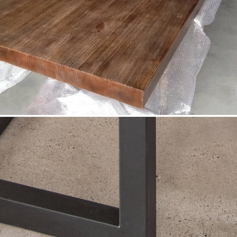 Metal Industrial Rectangular Dining Table Solid Wood Table with Trestle Clearhalo ' dining_table' 'Dining Tables & Seating' 'Dining Tables' 'furn' 'furn_dining_table' 'Furniture' 'furniture_dining_table' 'Kitchen & Dining Furniture' 'kitchen&dining_furn' 'kitchen' 'kitchen_dining_table' 3901415