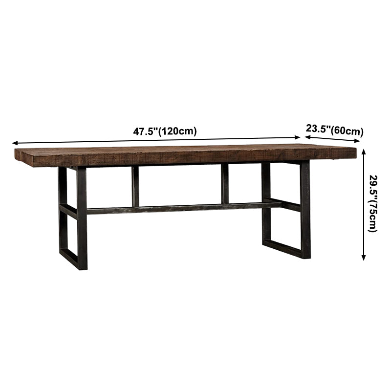 Metal Industrial Rectangular Dining Table Solid Wood Table with Trestle Clearhalo ' dining_table' 'Dining Tables & Seating' 'Dining Tables' 'furn' 'furn_dining_table' 'Furniture' 'furniture_dining_table' 'Kitchen & Dining Furniture' 'kitchen&dining_furn' 'kitchen' 'kitchen_dining_table' 3901416