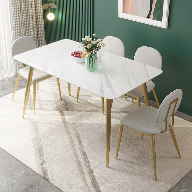 Luxury Style Sintered Stone Dining Table 4 Legs Base Rectangle Table for Home Clearhalo ' dining_table' 'Dining Tables & Seating' 'Dining Tables' 'furn' 'furn_dining_table' 'Furniture' 'furniture_dining_table' 'Kitchen & Dining Furniture' 'kitchen&dining_furn' 'kitchen' 'kitchen_dining_table' 3901420
