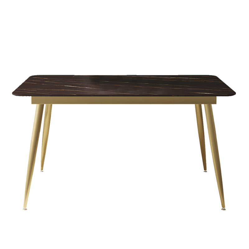 Luxury Style Sintered Stone Dining Table 4 Legs Base Rectangle Table for Home Black Without Chairs Clearhalo ' dining_table' 'Dining Tables & Seating' 'Dining Tables' 'furn' 'furn_dining_table' 'Furniture' 'furniture_dining_table' 'Kitchen & Dining Furniture' 'kitchen&dining_furn' 'kitchen' 'kitchen_dining_table' 3901421