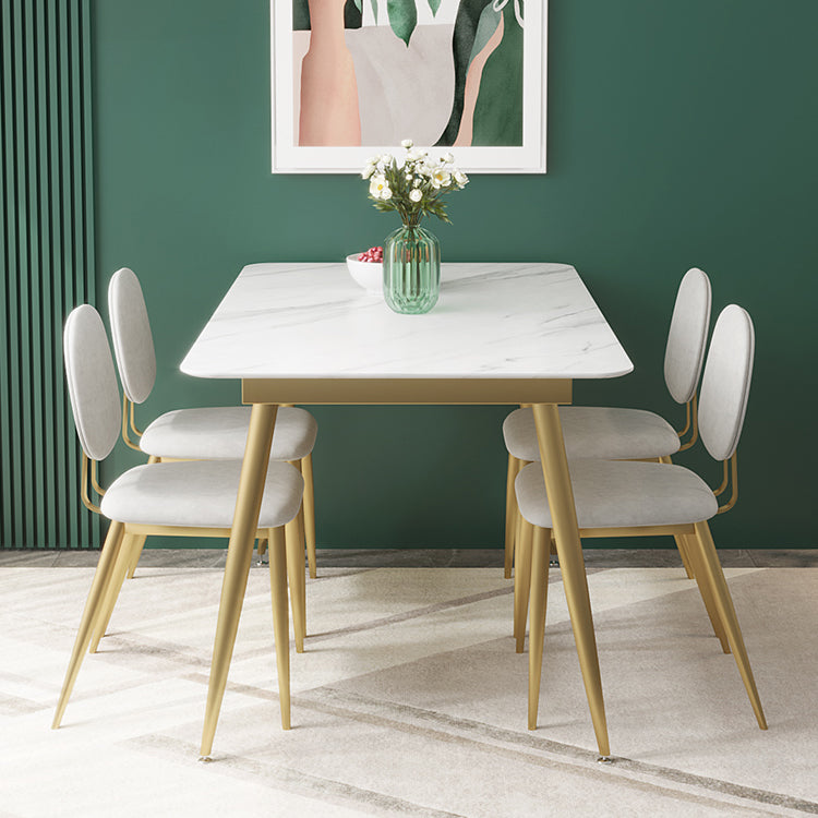 Luxury Style Sintered Stone Dining Table 4 Legs Base Rectangle Table for Home Clearhalo ' dining_table' 'Dining Tables & Seating' 'Dining Tables' 'furn' 'furn_dining_table' 'Furniture' 'furniture_dining_table' 'Kitchen & Dining Furniture' 'kitchen&dining_furn' 'kitchen' 'kitchen_dining_table' 3901422